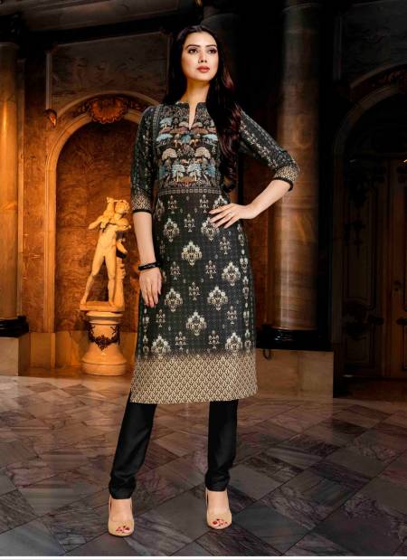 Black Colour Latest Fancy Ethnic Wear Poly Digital Printed Designer Kurti Collection 6